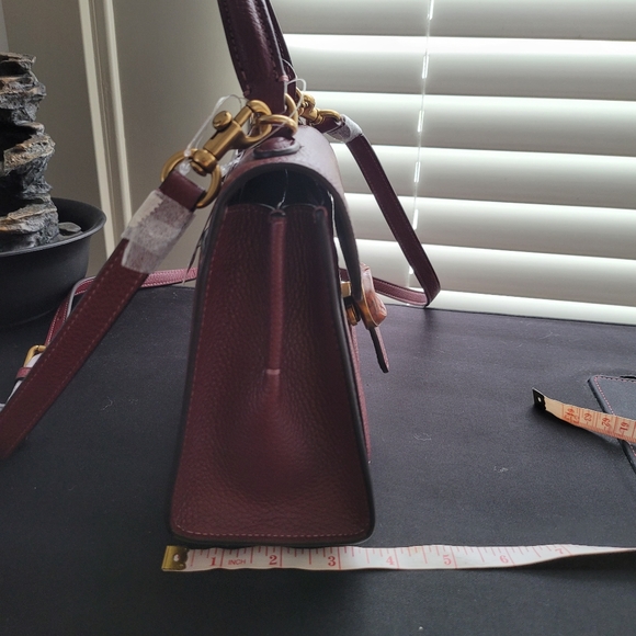 Sold-Tabby Pebbled Leather Flap Bag- Deep Red - Picture 4 of 12